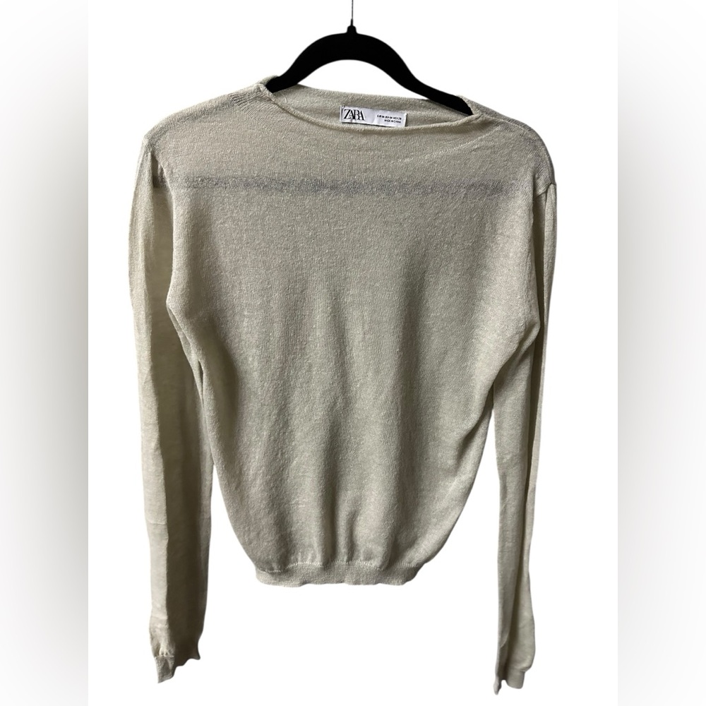 Zara Wool Alpaca Blend Semi Sheer Crewneck Base‎ Layer Sweater Sz Medium